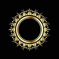 golden frame with sun on black background vector