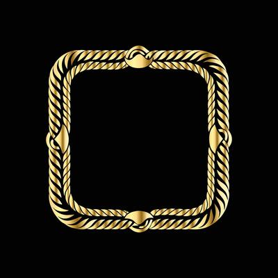 golden rope frame on black background