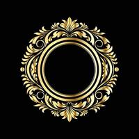 golden frame with floral pattern on black background. decorative elements. vector