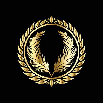 golden laurel wreath emblem illustration