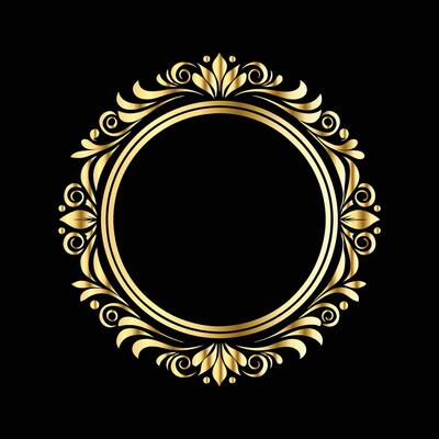 golden frame on black background. with floral ornament