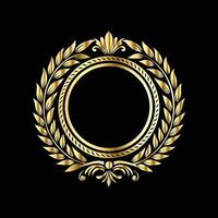 golden laurel wreath on black background decorative elements. vector