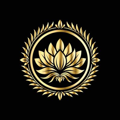 golden lotus flower emblem illustration