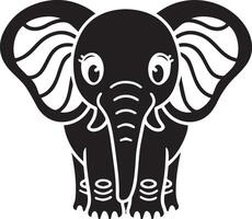 an elephant is shown in a black and white design vector
