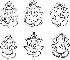 Ganesh Chaturthi sets Silhouette draw vector