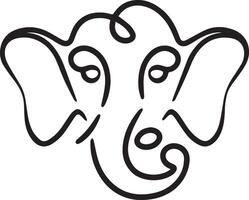 an elephant head with a long nose and ears vector