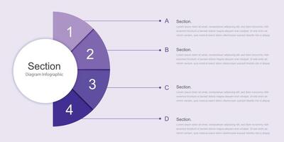 Infographic 4 selected sections with charts and lines for presentation, management, and visualization. 4k animation for business and marketing vector
