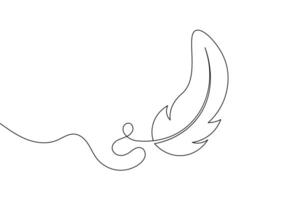 Elegant Feather, Single Line Art Minimalist Quill Drawing for Logos and Design vector