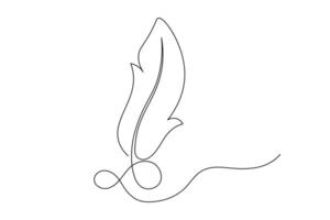 Elegant Feather Single Line Art, Minimalist Quill Drawing for Logos and Design vector