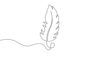 Elegant Feather Single Line Art Minimalist Quill Drawing for Logos and Design vector