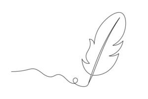 Elegant Feather Single Line Art Minimalist Quill Drawing for Logos and Design.. vector