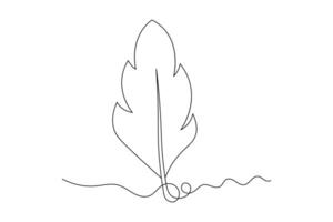 Elegant Feather Single Line Art Minimalist Quill, Drawing for Logos and Design vector