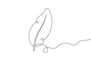 Elegant Feather Single Line Art Minimalist Quill Drawing, for Logos and Design vector