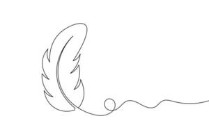 Elegant Feather Single Line, Art Minimalist Quill Drawing for Logos and Design vector