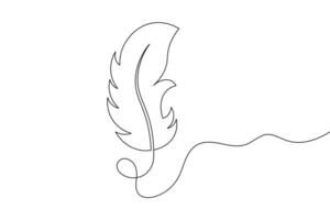 Elegant Feather Single Line Art Minimalist Quill. Drawing for Logos and Design vector