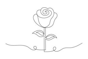 Rose Flower, Continuous Line Drawing Elegant One Line Art of a Minimalist Rose vector