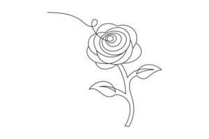 Rose Flower Continuous Line Drawing Elegant One Line Art of a Minimalist Rose, vector