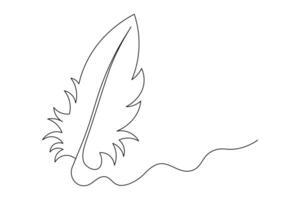 Elegant Feather Single Line Art Minimalist Quill Drawing for Logos. and Design vector