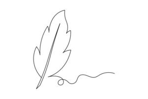 Elegant Feather Single Line Art Minimalist Quill Drawing for Logos and Design, vector