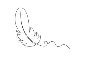 Elegant Feather Single Line Art Minimalist Quill Drawing for Logos and Design... vector