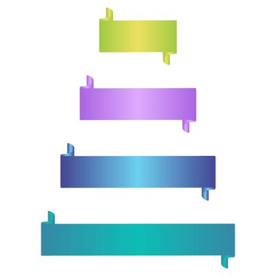 A set of gradient ribbon banner with curled end design