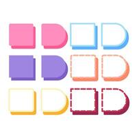 Colorful flat label tags with shadow and dashed style set vector