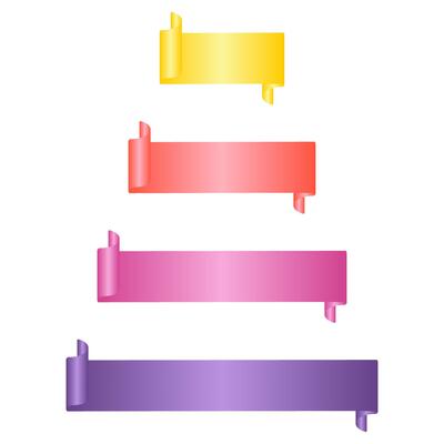 Gradient ribbon banner with curled end design