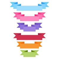 A colorful flat ribbon banners with 3D style set vector