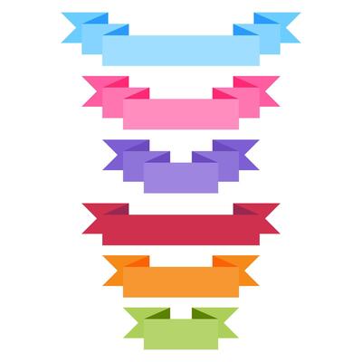 A colorful flat ribbon banners with 3D style set