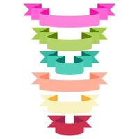 Colorful flat ribbon banners with 3D style vector