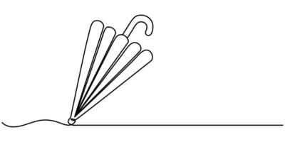 Umbrella Web Banner with Continuous One Line Drawing Icon vector