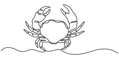 Continuous one line drawing of Sea crab. Single line drawing illustration of Red crab vector