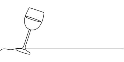 Continuous One line Drawing illustration of wine glass vector
