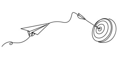 Paper plane icon isolated on white, Single line drawing of paper plane, Target vector