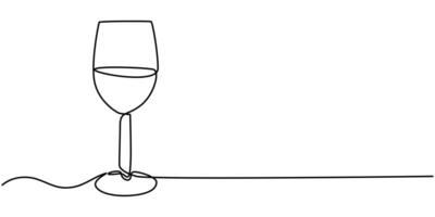 Wine Glasses One Line Drawing. Glass of Wine Abstract Minimal Simple Linear Drawing vector