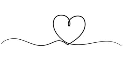 Continuous One Line Drawing Hand drawn doodle heart. Stroke is editable so you can make it thiner or thicker vector