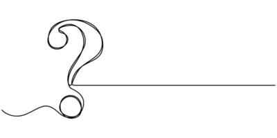 Question mark linear background. One continuous line drawing of question mark illustration vector