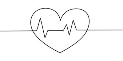 Heart Rate Single Line Icon continuous one line drawing vector