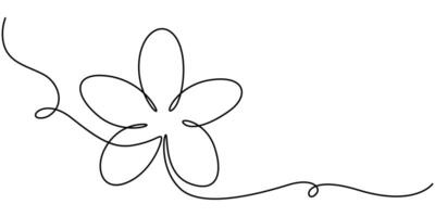 Plumeria flowers in continuous line art drawing style. Border with fragrant tropical plumeria jasmine flowers vector