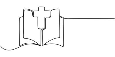 bible book continuous one line drawing vector