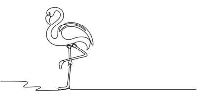 Flamingo bird in continuous one line art drawing illustration isolated vector