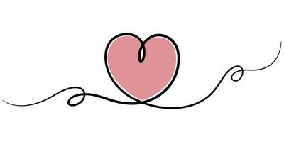 Heart shape outline, Continuous One line Drawing icon. vector