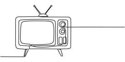 Vintage Television outline one continuous line drawing illustration of TV player vector