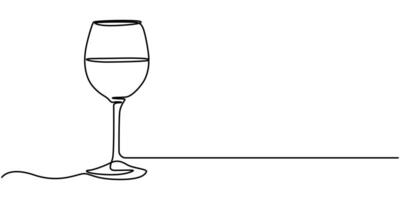 Continuous one line drawing of glasses of red wine, Glasses Continuous one line drawing vector