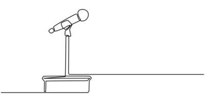 Single continuous one line drawing podium with microphone vector