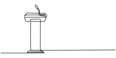 podium with microphone continuous one line drawing vector