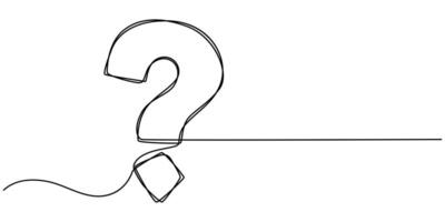 Question mark linear background. Single continuous drawing of a question mark vector
