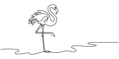 Flamingo bird in continuous one line art drawing illustration Editable stroke vector