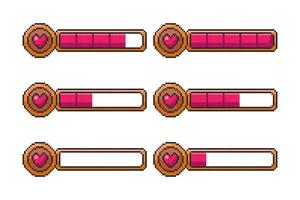 Pixel art Game Health Bars Set game asset design vector