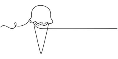 Ice Cream Single Line Icon continuous one line drawing vector